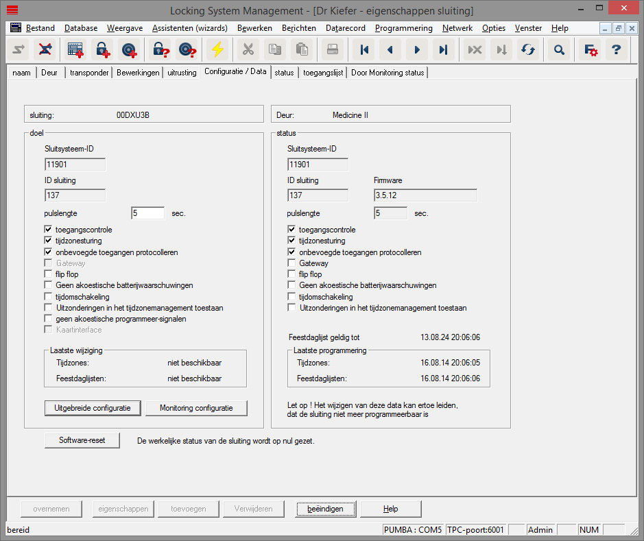 Register 'Configuratie/gegevens'
