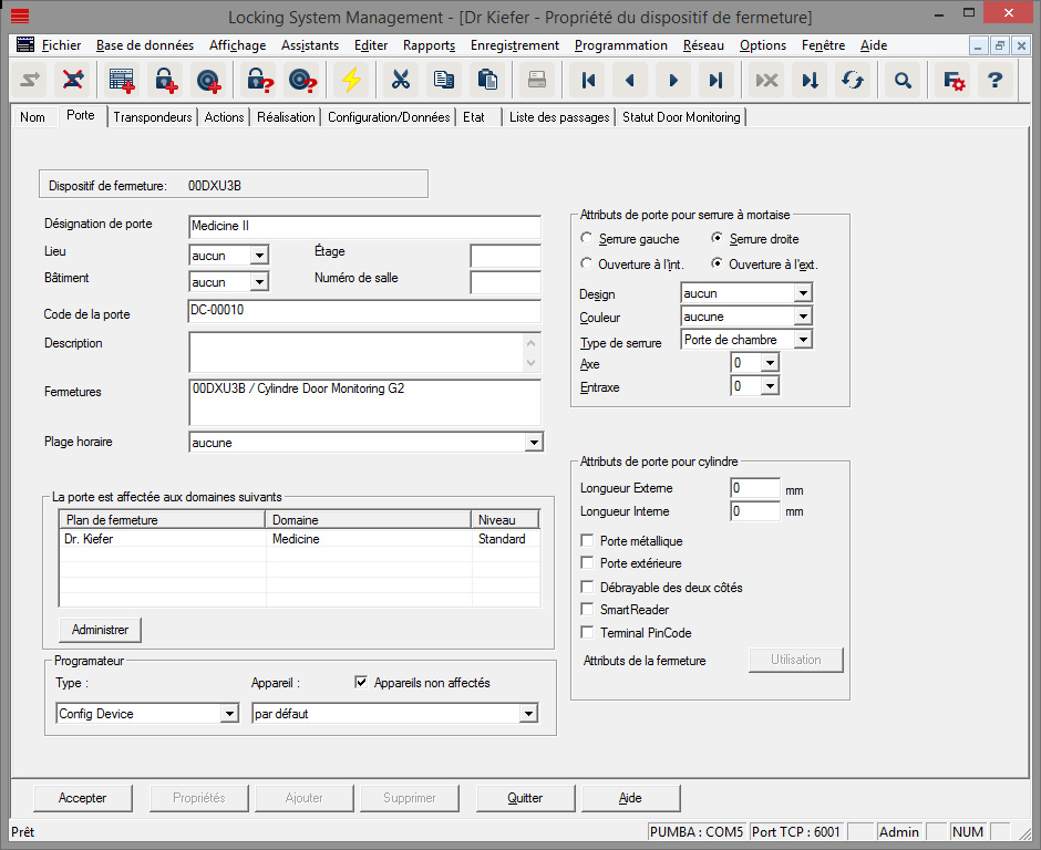 Registre « Porte »