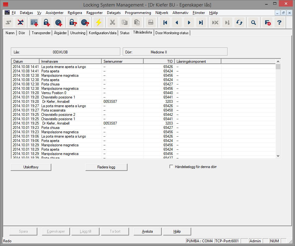 Register ”Tillträdeslista”