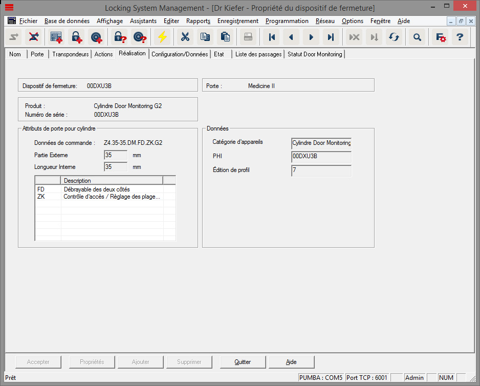 Registre « Équipement »