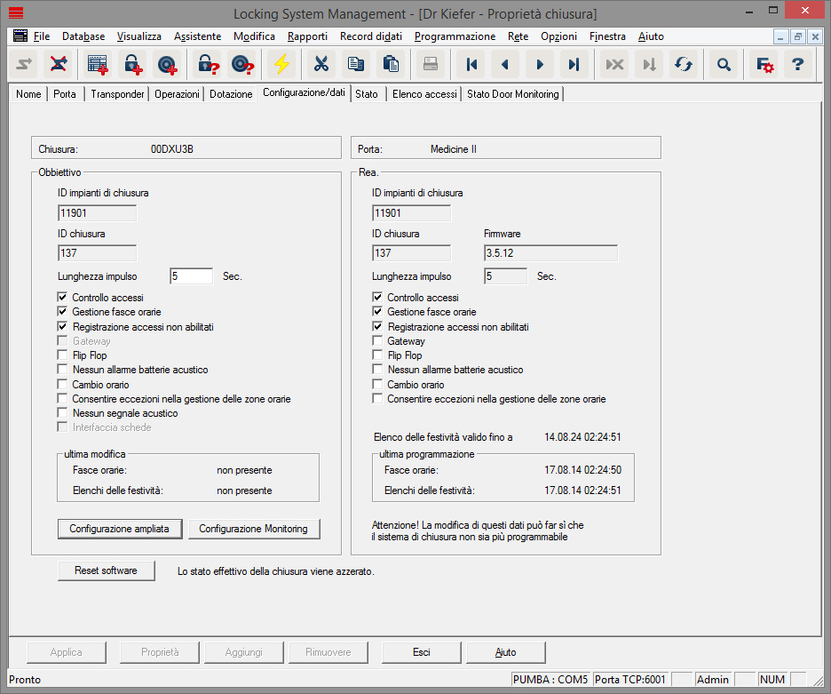Scheda "Configurazione/Dati"