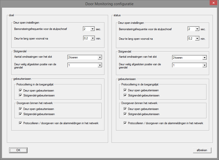 Menu 'Monitoring configuratie'
