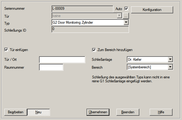 Neue Schließung anlegen