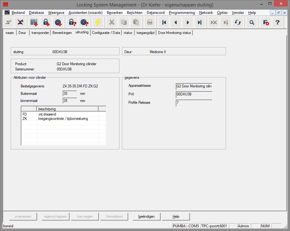 Register 'Uitrusting'