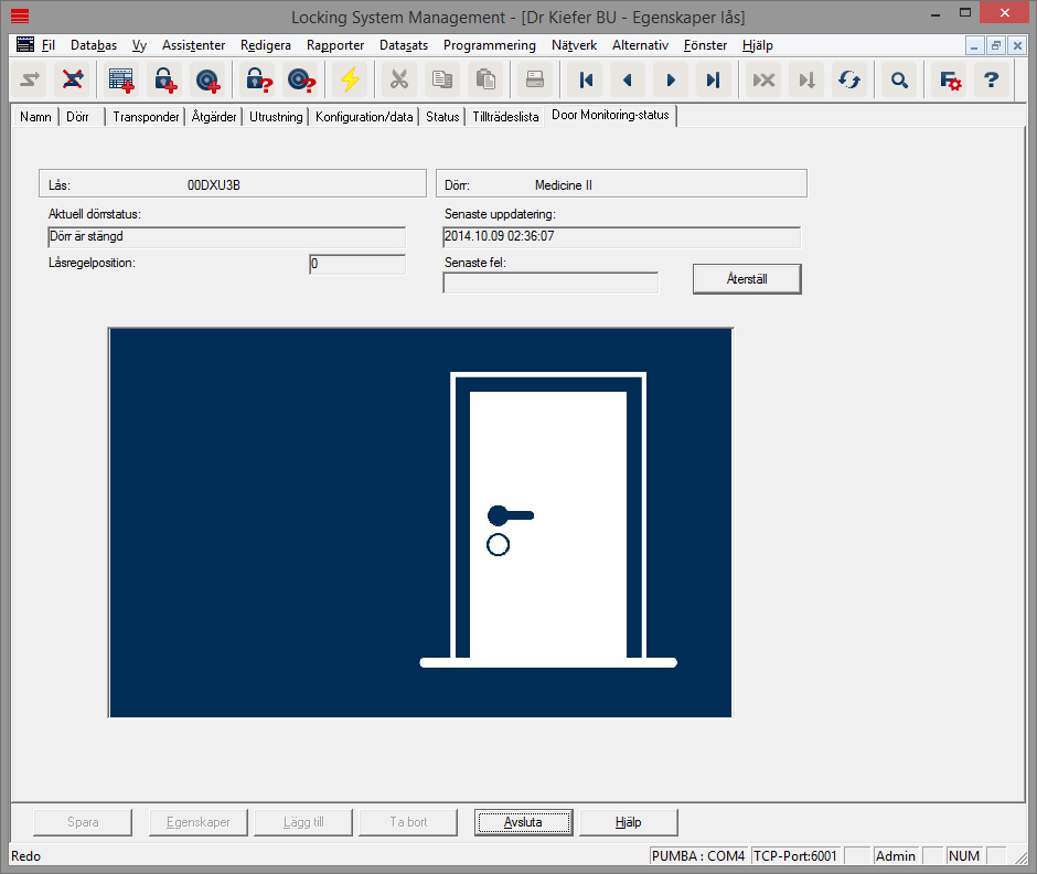 Register ”Door Monitoring-status”