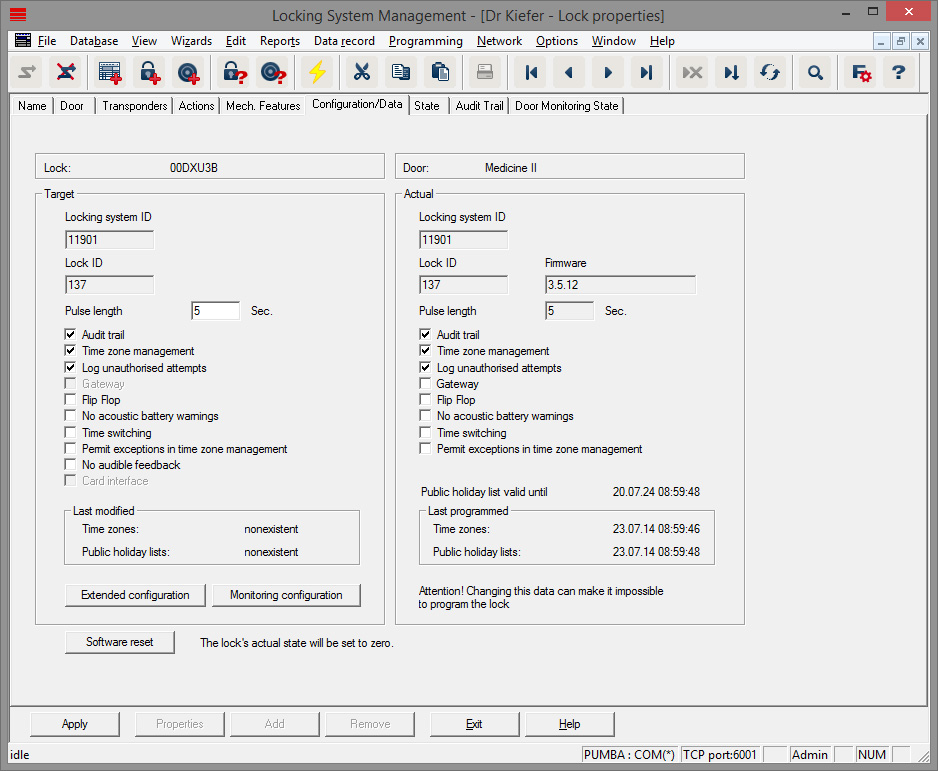 'Configuration/data' tab
