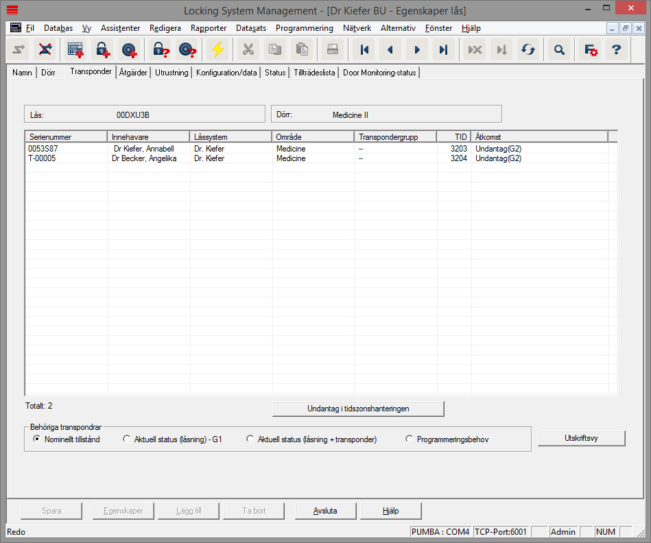 Register ”Transponder”